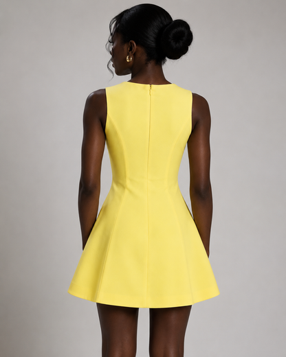Kali Twist Neck Mini Dress - Yellow