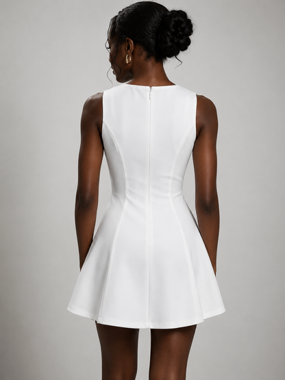 Kali Twist Neck Mini Dress- White