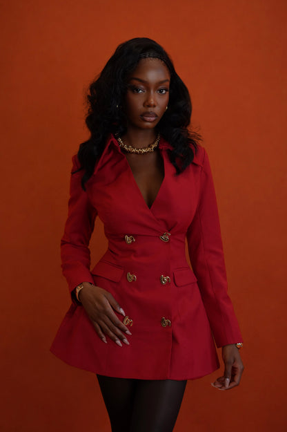 Chevy Tailored Blazer Mini Dress- Red
