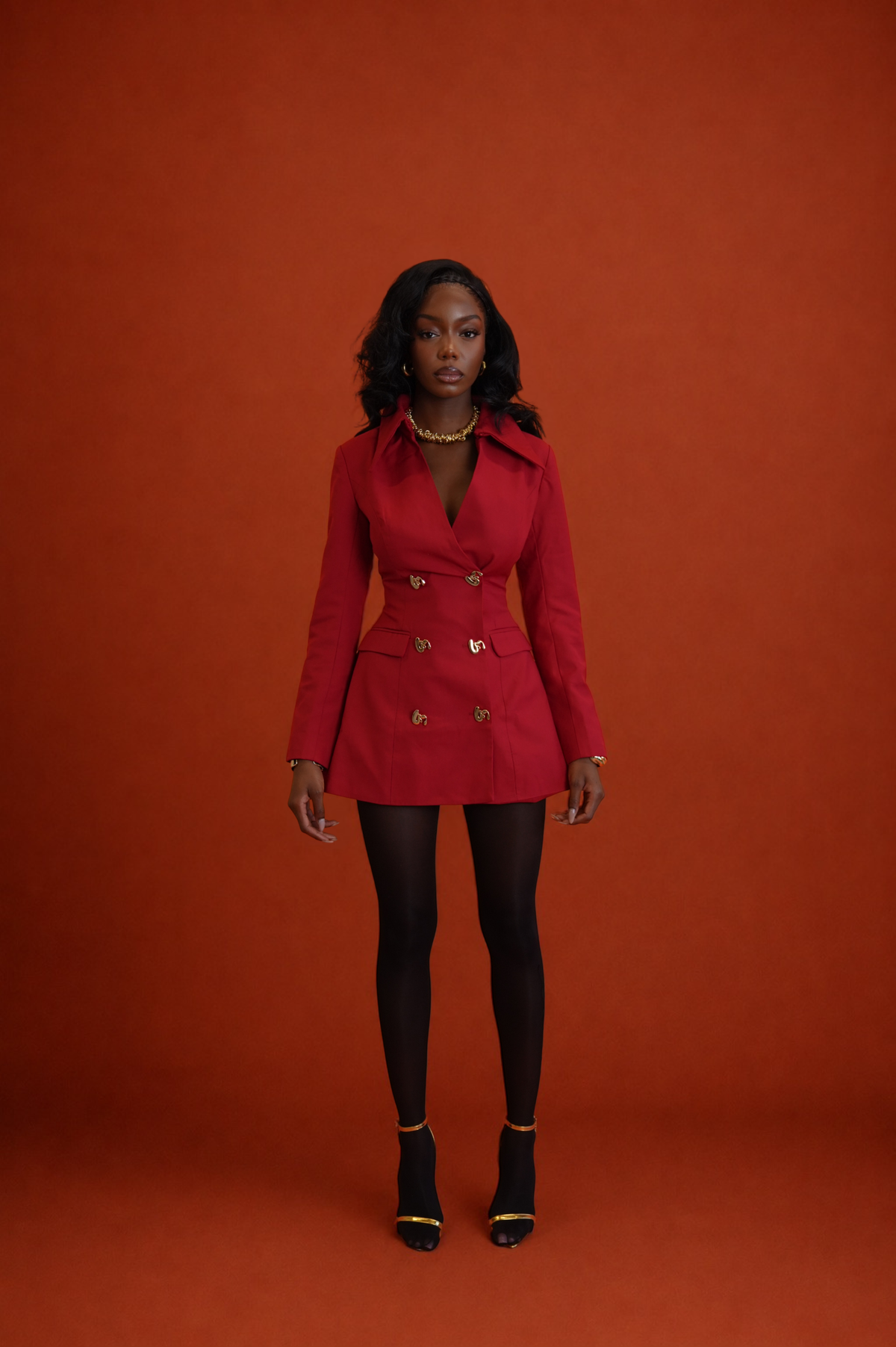 Chevy Tailored Blazer Mini Dress- Red