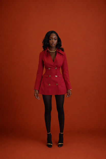 Chevy Tailored Blazer Mini Dress- Red