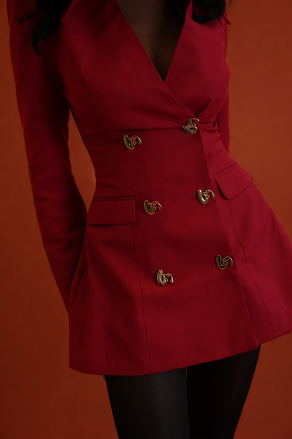 Chevy Tailored Blazer Mini Dress- Red