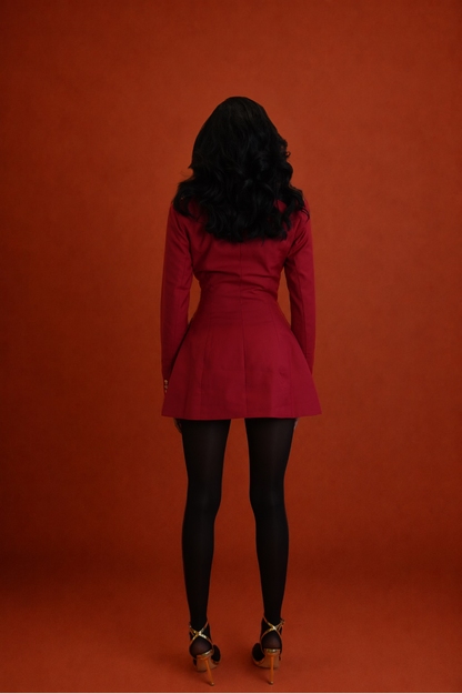 Chevy Tailored Blazer Mini Dress- Red