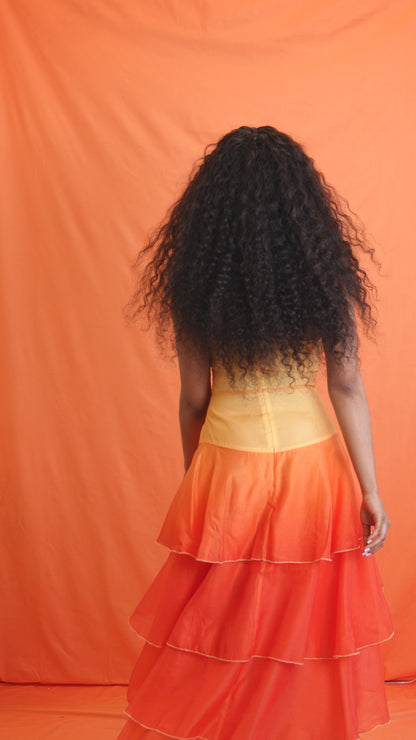 Anica Sunset Ombré High-Low Maxi Dress